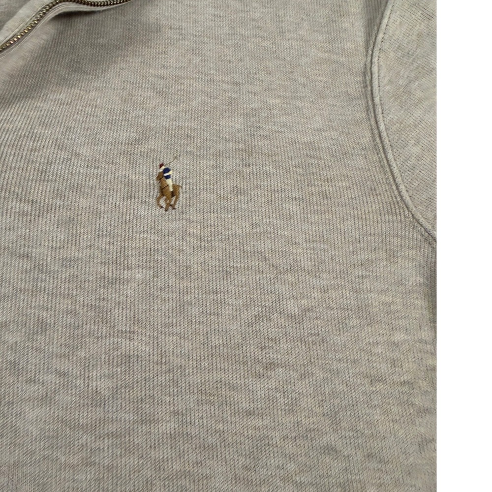 Polo Ralph Lauren Mens Large Oatmeal Beige Cotton Quarter Zip Pullover Sweater - Picture 3 of 8